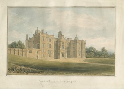 Beaudesert Hall ve Park: sulu boya, 1824 by John Buckler