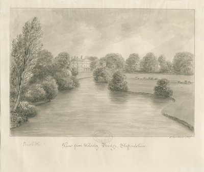 Bishton Hall: sepya çizimi, 1841 by John Buckler