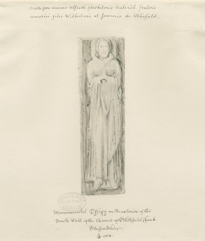 Blithfield Kilisesi - anıtsal heykel: renkli çizim, 1823 by John Buckler
