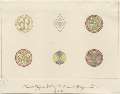Blithfield Kilisesi - boyalı cam: karakalem çizimler, 1823 by John Buckler