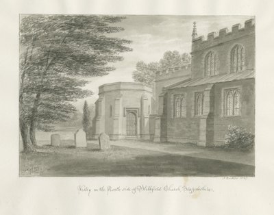 Blithfield Kilisesi: sepya çizimi, 1847 by John Buckler