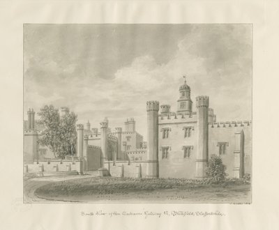 Blithfield Hall: sepya çizimi by John Buckler