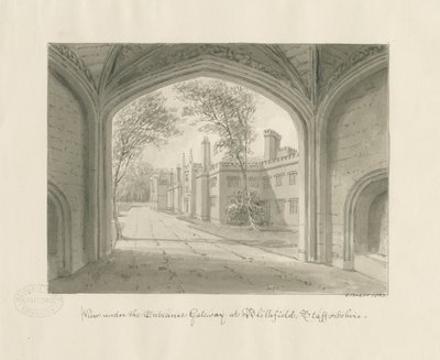 Blithfield Hall: sepya çizimi by John Buckler