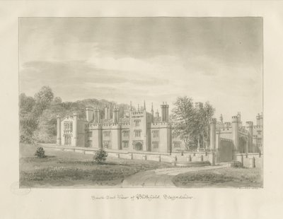 Blithfield Hall: sepya çizimi, 1823 by John Buckler