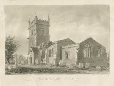 Blore Kilisesi: sepya çizimi, 1839 by John Buckler