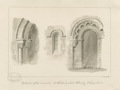 Brewood - Whiteladies Manastırı (Harabe): sepya çizimi by John Buckler