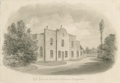 Brewood Gramer Okulu: sepya çizimi, nd [c 1842] (çizim) by John Buckler