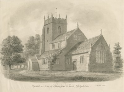 Broughton Kilisesi: sepya çizimi, 1843 by John Buckler