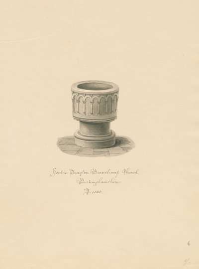 Buckinghamshire - Drayton Beauchamp Kilisesi: sepya çizimi, 1838 by John Buckler