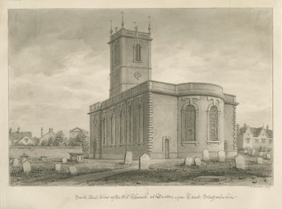 Burton-upon-Trent - Eski Kilise: sepya çizimi by John Buckler