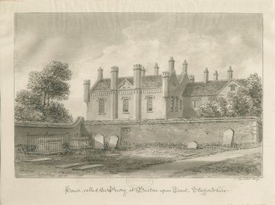 Burton-upon-Trent - Priory House: sepya çizimi by John Buckler