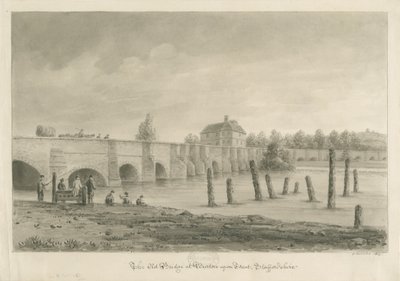 Burton-upon-Trent Köprüsü ve Kasabası: sepya çizimi, 1839 by John Buckler