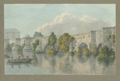 Burton-upon-Trent Köprüsü ve Kasabası: sulu boya ve [?18. yüzyıl] by John Buckler