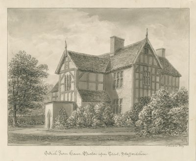Burton-upon-Trent: Ordish Çiftlik Evi: sepya çizimi, 1839 by John Buckler