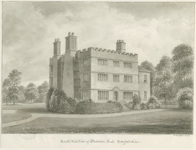 Butterton Hall: sepya çizimi, 1844 by John Buckler