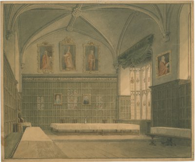 Cambridgeshire - [?Jesus] Kolejinde Salon - İç Görünüm, 1818 by John Buckler
