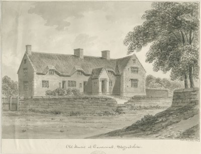 Caverswall Köyü - Eski Evler: sepya çizimi, 1840 by John Buckler