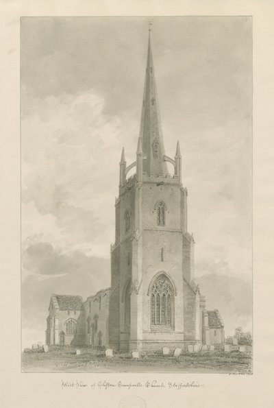 Clifton Campville Kilisesi: sepya çizimi, 1838 by John Buckler