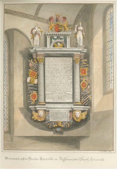 Cornwall - Kilkhampton Kilisesi - Sir Bevil Grenville Anıtı by John Buckler