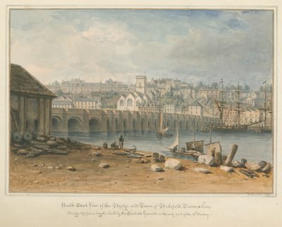 Devonshire - Bideford - Köprü ve Kasaba, 1827 by John Buckler