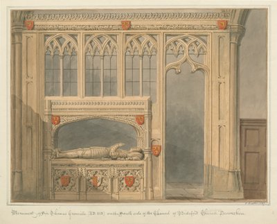Devonshire - Bideford Kilisesi - Sir Thomas Grenville Anıtı by John Buckler