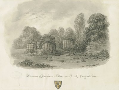 Dieulacres Manastırı: sepya yıkama çizimi, 1847 by John Buckler