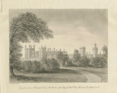 Drayton Bassett - "Drayton Malikanesi": sepya çizimi, 1838 by John Buckler