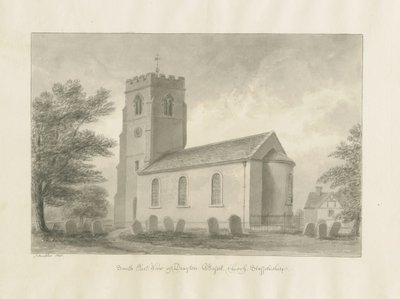 Drayton Bassett Kilisesi: sepya çizimi, 1848 by John Buckler