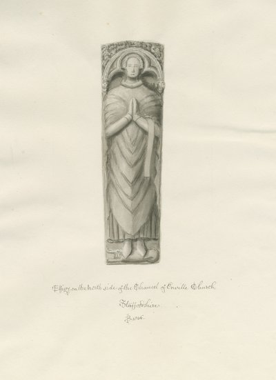 Enville Kilisesi - Effigy: sepya çizimi by John Buckler