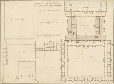 Essex - Audley End - Plan: sepya çizimi, 1815 by John Buckler