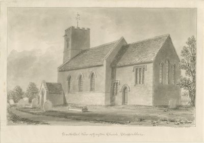 Gayton Kilisesi: sepya çizimi, 1841 by John Buckler