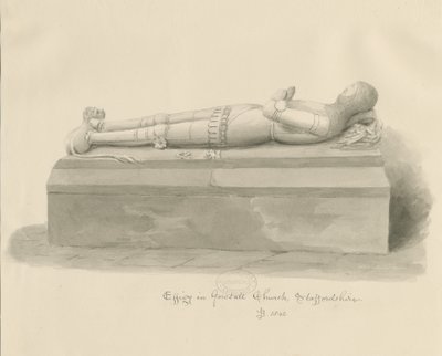 Gnosall Kilisesi - Effigy: çizimi yıkamak by John Buckler
