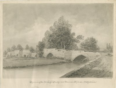 Handsacre - Eski Yüksek Köprü: sepya çizimi, 1839 by John Buckler