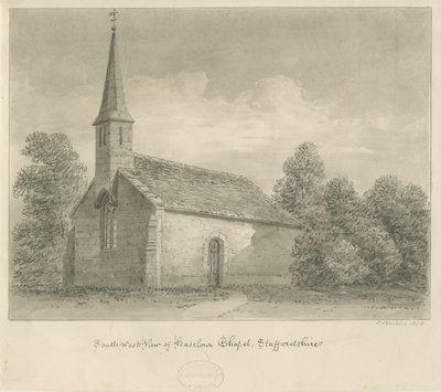 Haselour Şapeli: sepya çizimi, 1828 by John Buckler