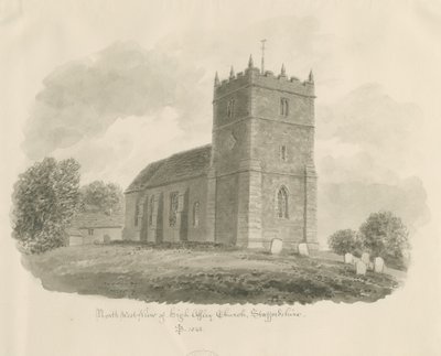 High Offley Kilisesi: sepya çizimi, 1843 by John Buckler