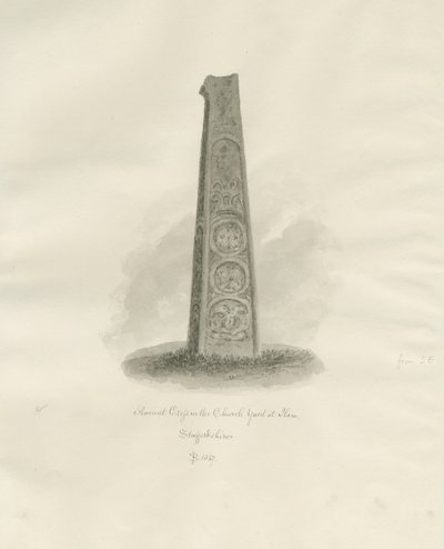 Ilam Kilisesi - Antik Haç: sepya çizimi, 1847 by John Buckler