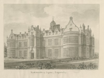 Ingestre Hall: sepya çizimi by John Buckler