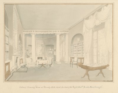 Kent - Bromley Hill - Kütüphane Çizim Odasının İçi, 1816 by John Buckler