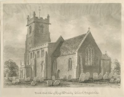 Kings Bromley Kilisesi: sepya çizimi, 1839 by John Buckler