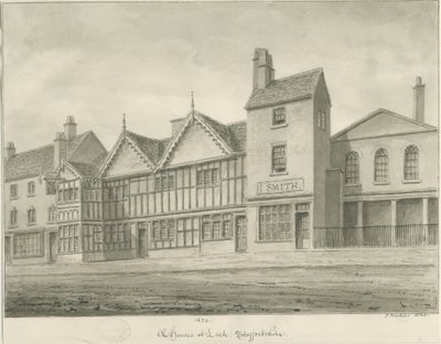 Leek Town - Eski Evler: sepya çizimi, 1844 by John Buckler