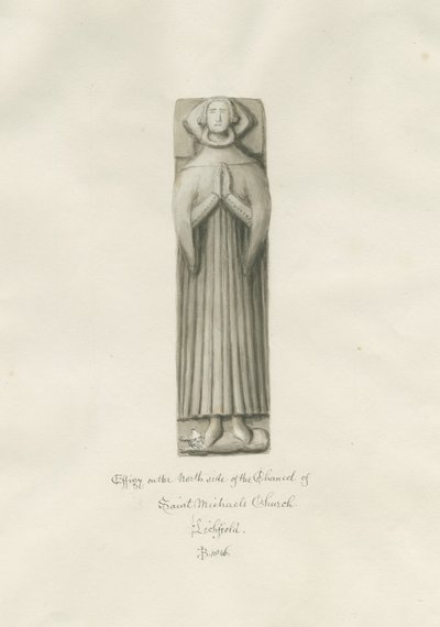 Lichfield - St. Michael Kilisesi Şansölyesindeki Effigy: sepya çizimi by John Buckler