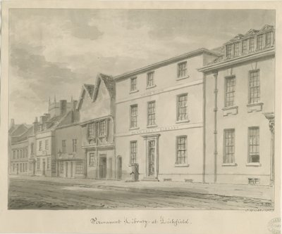 Lichfield - Kütüphane: sepya çizimi, 1833 by John Buckler