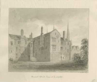 Lichfield - Yakınlardaki Eski Ev: sepya çizimi by John Buckler