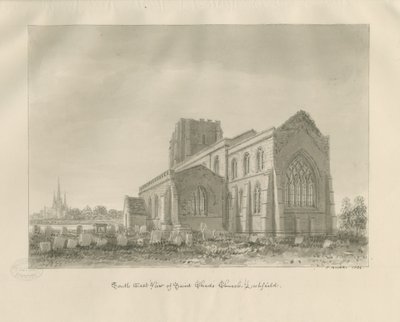 Lichfield - Aziz Çad Kilisesi: sepya çizimi by John Buckler
