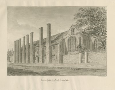 Lichfield - St. John Hastanesi ve Şapeli: sepya çizimi by John Buckler