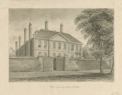 Lichfield - The Deanery in The Close: sepya çizimi, 1838 by John Buckler