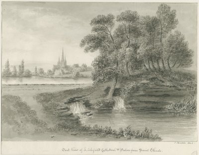 Lichfield Katedrali - Doğu Görünümü: sepya çizimi, 1844 by John Buckler