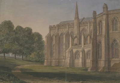 Lichfield Katedrali - Kuzey Kuzey Batı Görünümü: sulu boya, 184[5] by John Buckler