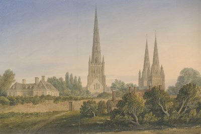 Lichfield Katedrali - Kuzey Görünümü: sulu boya boyama, 1841 by John Buckler