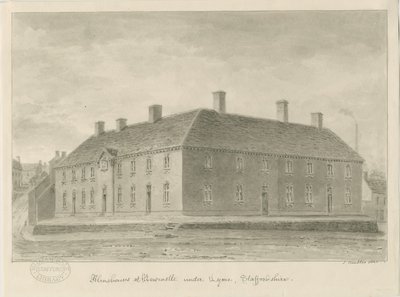 Newcastle-under-Lyme - Almshouses: sepya çizimi, 1840 by John Buckler